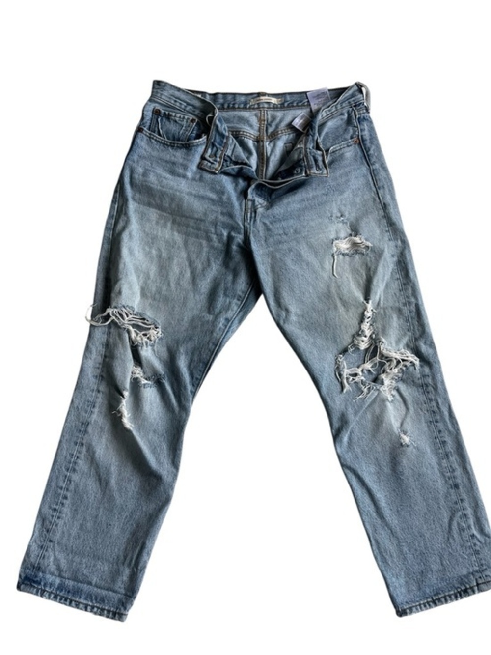 Levi's Light Blue wedgie Straight Leg Distressed Jeans